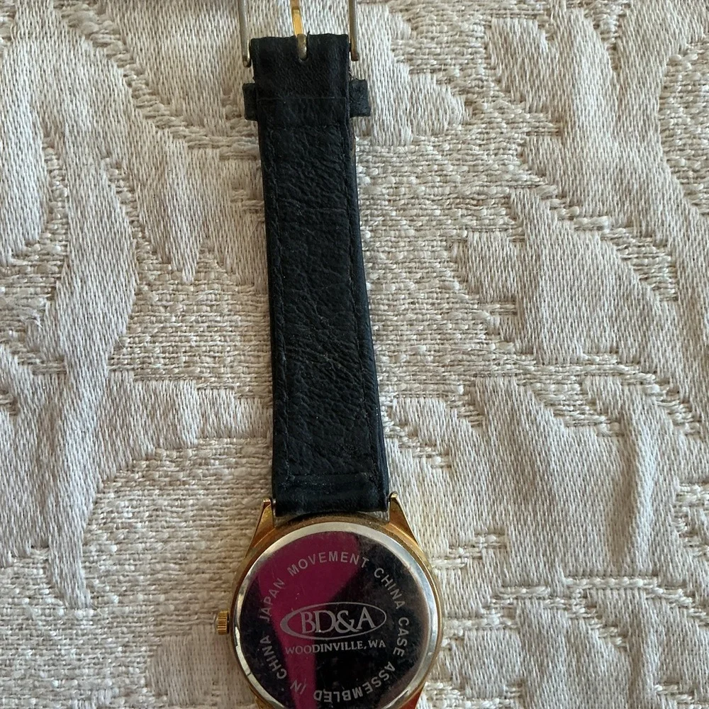 Vintage BD & A Boeing Airplane Leather Strap Men's Watch with Gold-Tone Case